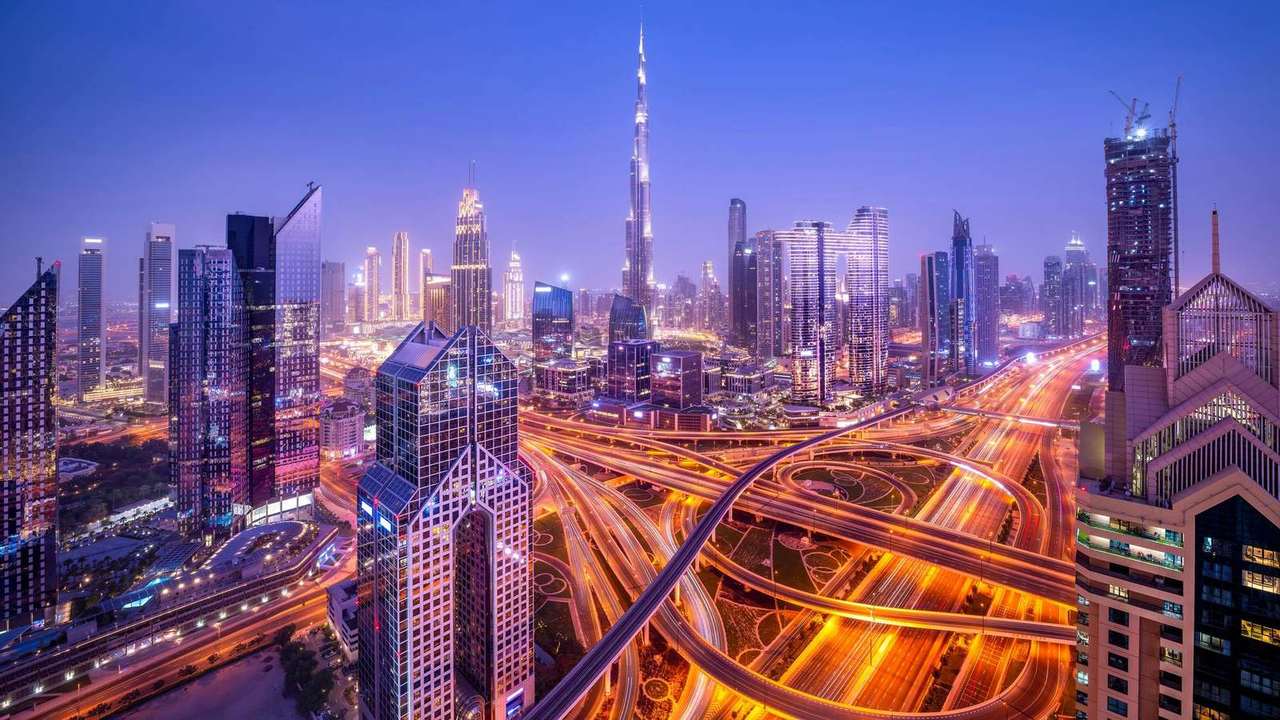 Dubai skyline at dusk