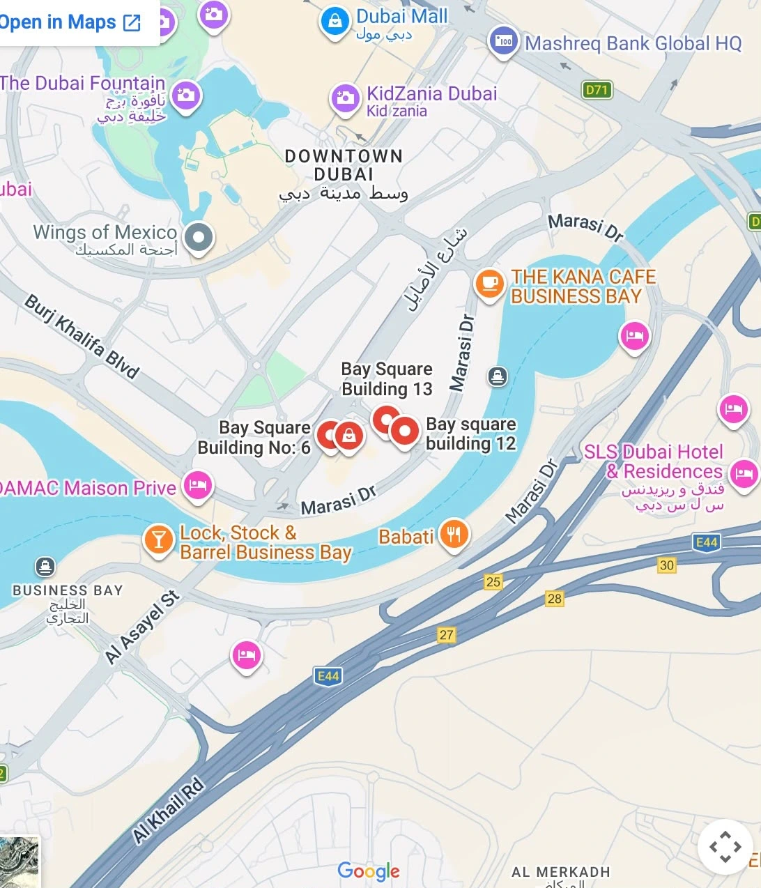 Map showing Building 12, Bay Square location